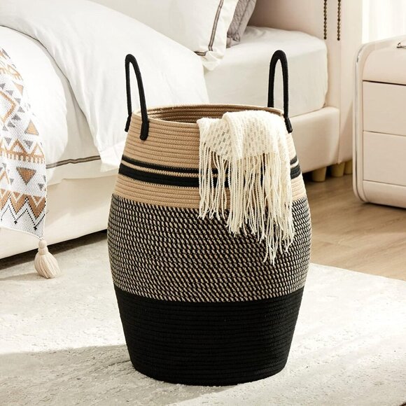 105L Extra Large Laundry Hamper Basket, Woven Tall Clothes Hamper for Storage Bl - Picture 3 of 8